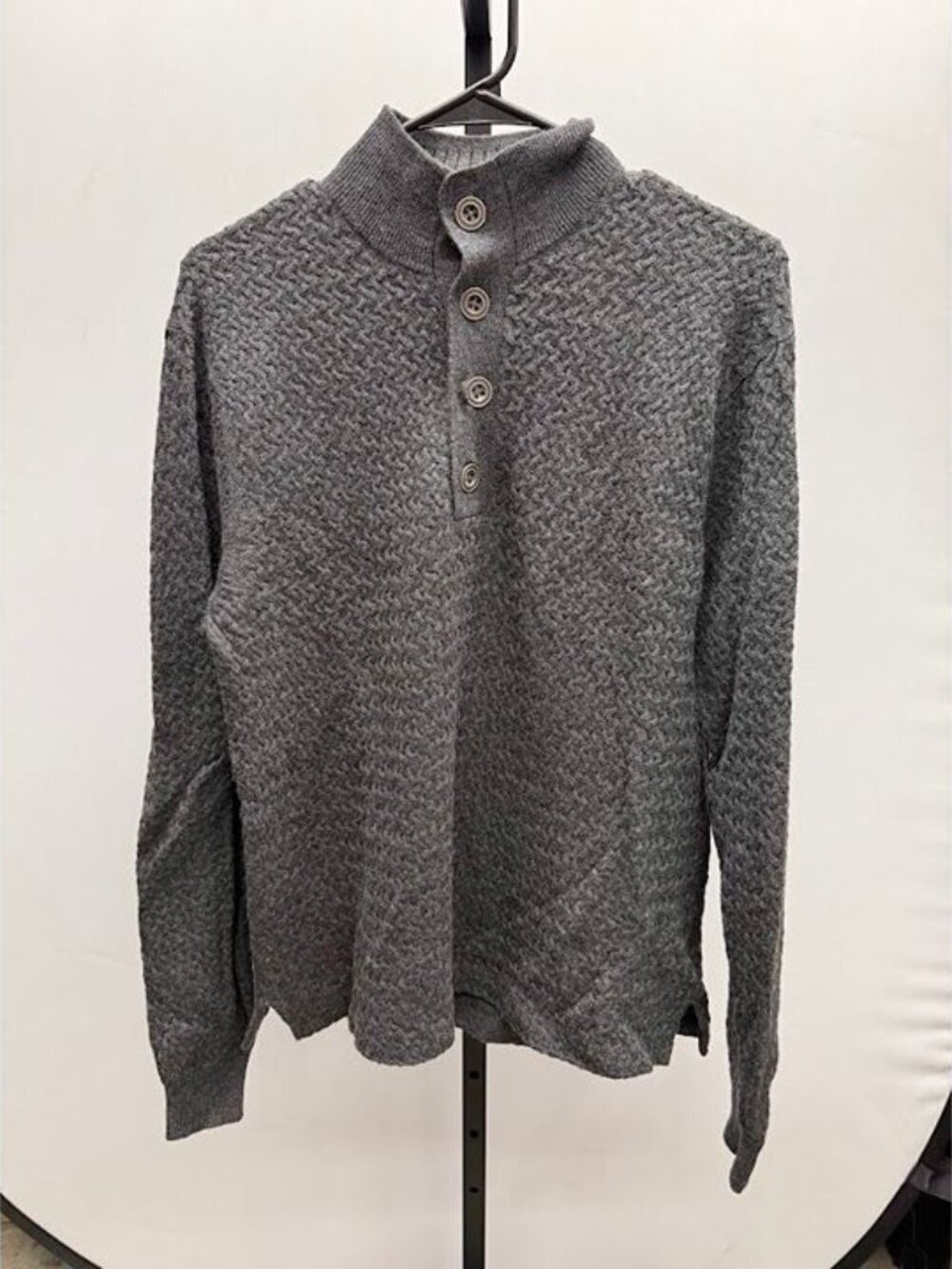 Carbon2Cobalt Grey Extra Fine Merino Wool Button Pullover Sweater
